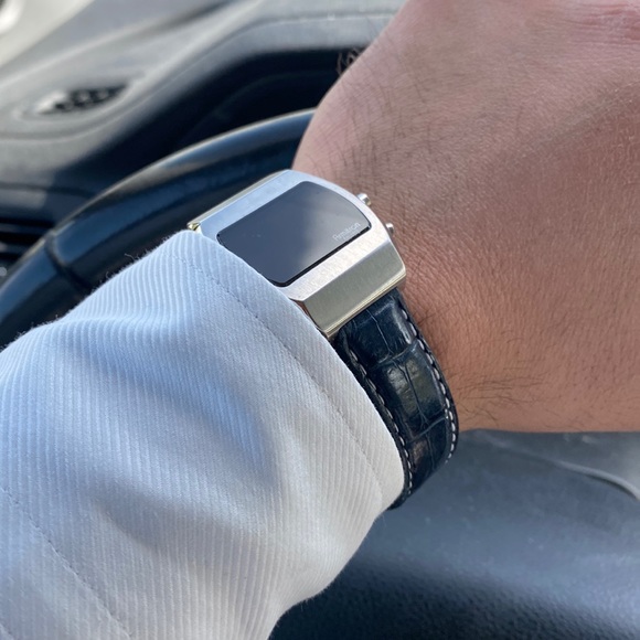 Vintage ARMITRON watch Digital on a classic alligator...